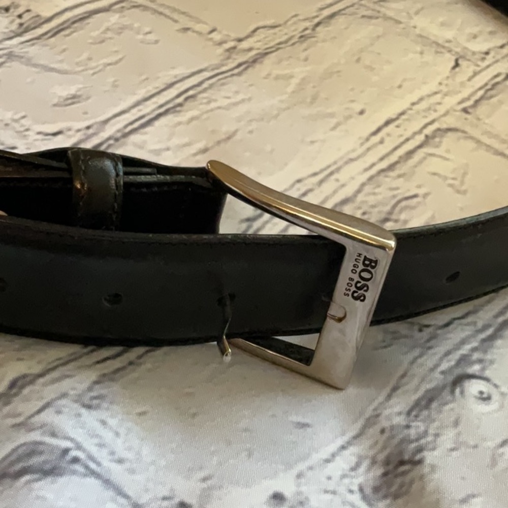 Men’s Black Boss Belt with Silver Buckle-see pictures for measurements